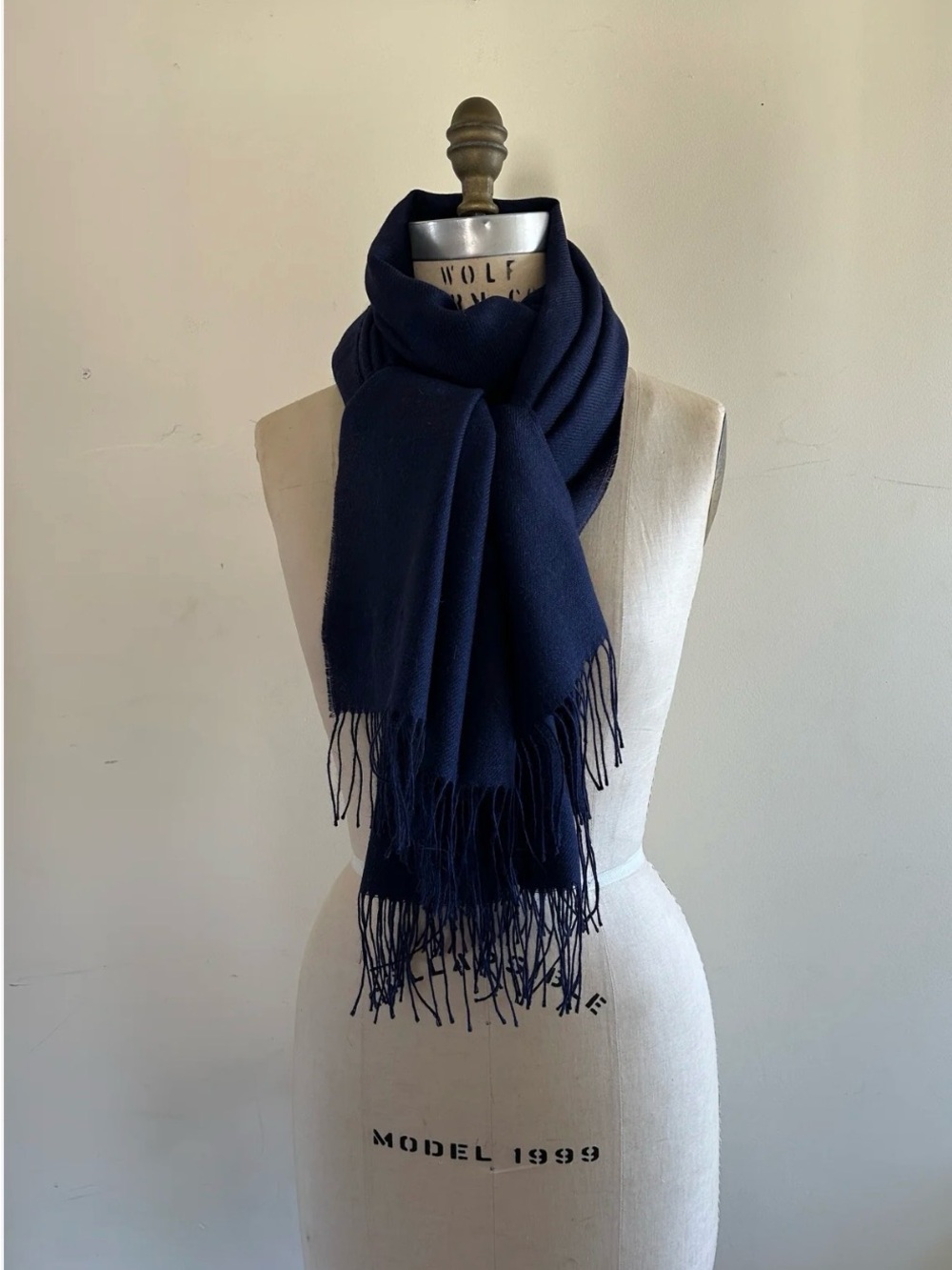 Scarf Wrap Nine West Navy Blue Fringed new